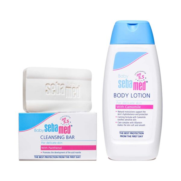 Sebamed Baby Lotion (100 ml) and Baby Cleansing Bar (100 g) Combo - Sebamed