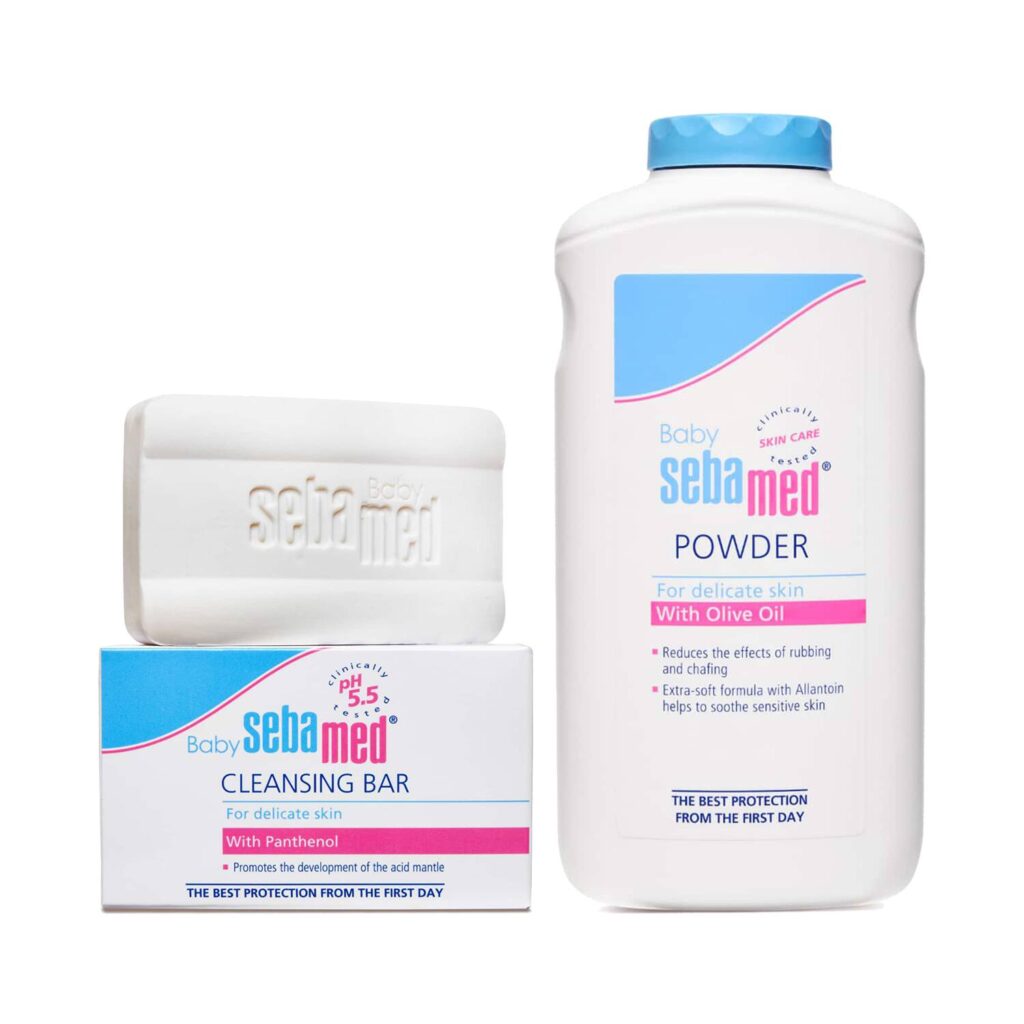 SebaMed Baby Powder (200 g) and Baby Cleansing Bar (100 g) Combo - Sebamed