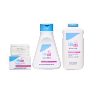 SebaMed Baby Powder Baby Cleansing Bar and Baby Children Shampoo Combo - Sebamed
