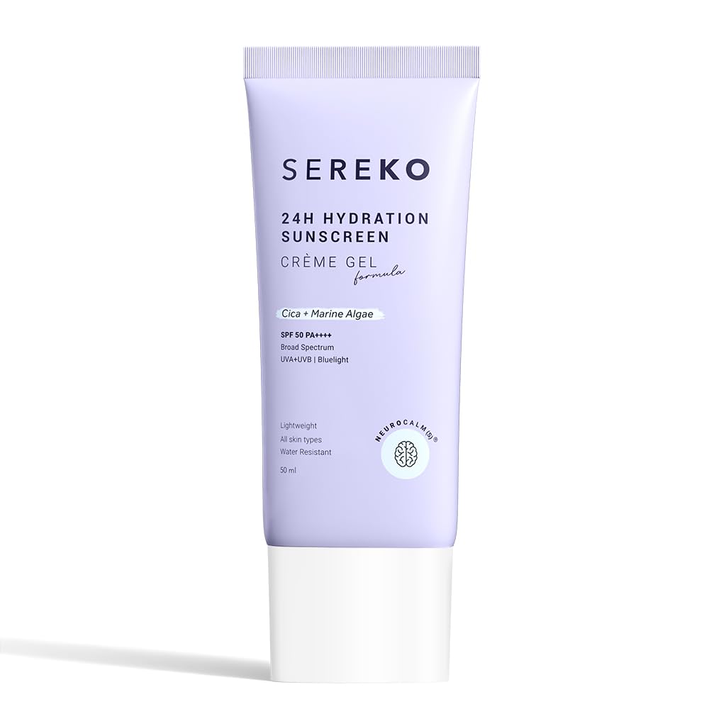 Sereko Sunscreen SPF 50 PA++++ Creme Gel with Zero White Cast for Women & Men | 24hrs Hydration, Quick Absorbing & Non Greasy | UVA+UVB & Blue Light Protection | Suitable to All...