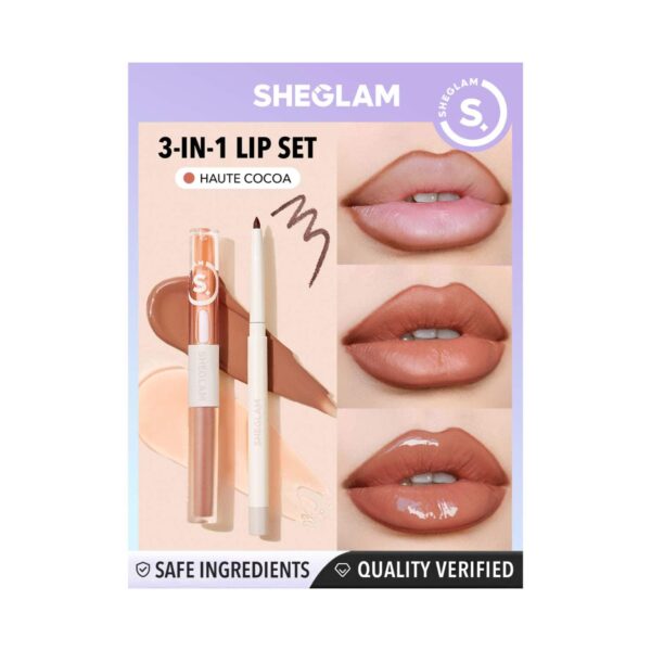 Sheglam Soft 90'S Glam Lip Liner and Lip Duo Set - Haute Cocoa (2 pcs) - Sheglam
