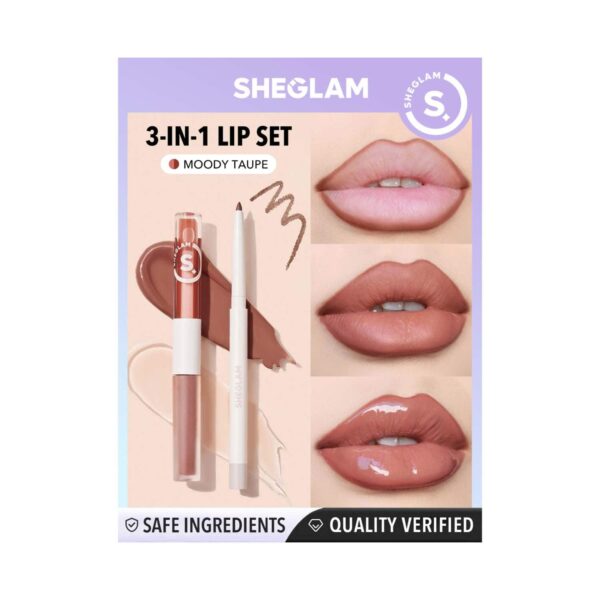 Sheglam Soft 90'S Glam Lip Liner and Lip Duo Set - Moody Taupe (2 pcs) - Sheglam