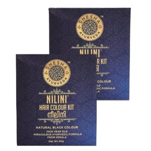 SHESHA NATURALS SHESHA AYURVEDA Combo Of Ayurveda Nilini Hair Colour- Ayurvedic, No Ammonia, No Bleach,No Peroxides, Natural Colour-40G Pack Of 2 (Black)