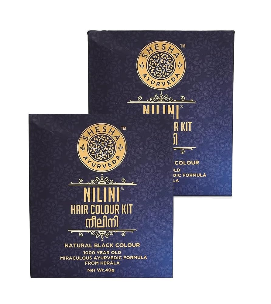 SHESHA NATURALS SHESHA AYURVEDA Combo Of Ayurveda Nilini Hair Colour- Ayurvedic, No Ammonia, No Bleach,No Peroxides, Natural Colour-40G Pack Of 2 (Black)