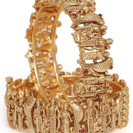 Shining Diva Fashion 18k Gold Plated Lord Ram Sita Bangles for Women | Set of 2 Bangles Set | Latest Stylish Traditional Kada Bangles | Just Like Real Gold Jewellery | Ram...