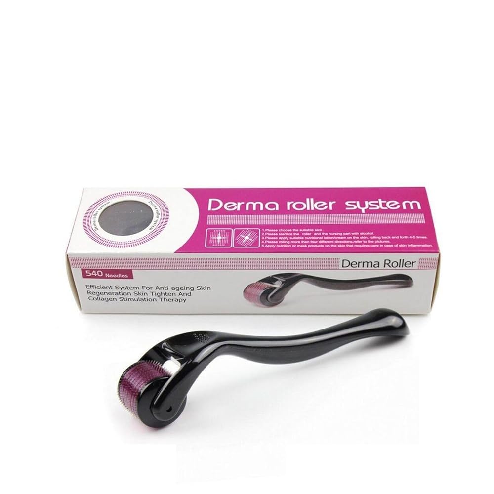 Shopfer Derma Roller 1.00 mm & 1.5 mm | 540 Titanium Alloy Needles | Enhances Beard & Hair Growth | Reduces Acne Scars | Safe & Effective for Skin & Scalp (1.00 mm)