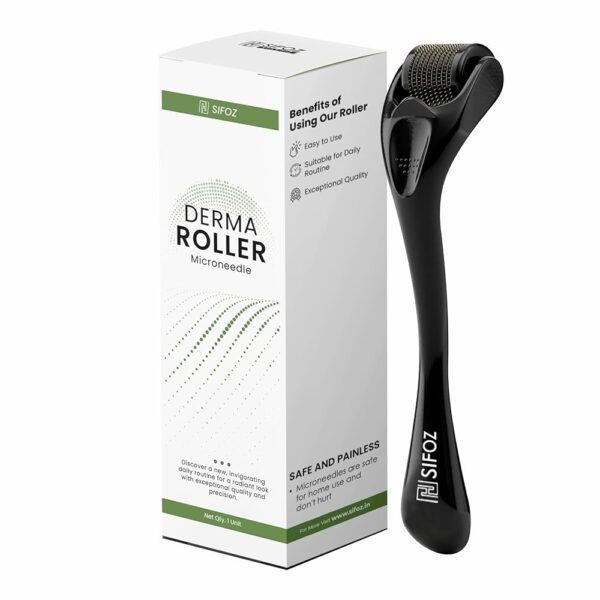 Sifoz Derma Roller For Hair Growth 1 mm With 540 Titanium Needles Microneedle Roller For Face, Body, Scalp and Beard | For Women and Men | Reduces Acne Scars | Repairs Damaged...