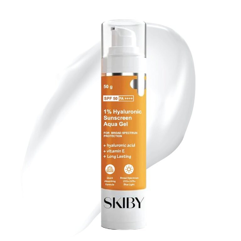SKIBY 1% Hyaluronic Sunscreen Aqua Gel SPF 50 PA++++ - Lightweight, Non-Greasy, Broad Spectrum UVA & UVB Protection, 50g