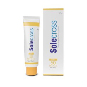 Solecross Sun block Lotion - SPF 50+ PA++++ | Non-Sticky Formula Based Water Resistant Sunscreen | Protection against UVA/UVB Rays (50g)