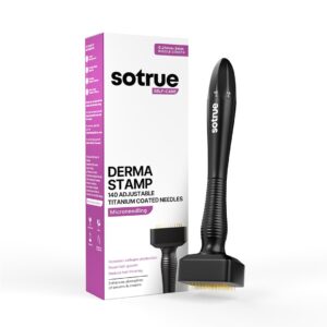 Sotrue Derma Stamp for Hair Growth | Titanium Coated Adjustable Needles 0.25mm to 3mm | 140 Microneedling Stamp for Skin Repair, Face, Hair & Beard Growth | Reduces Acne Scars |...