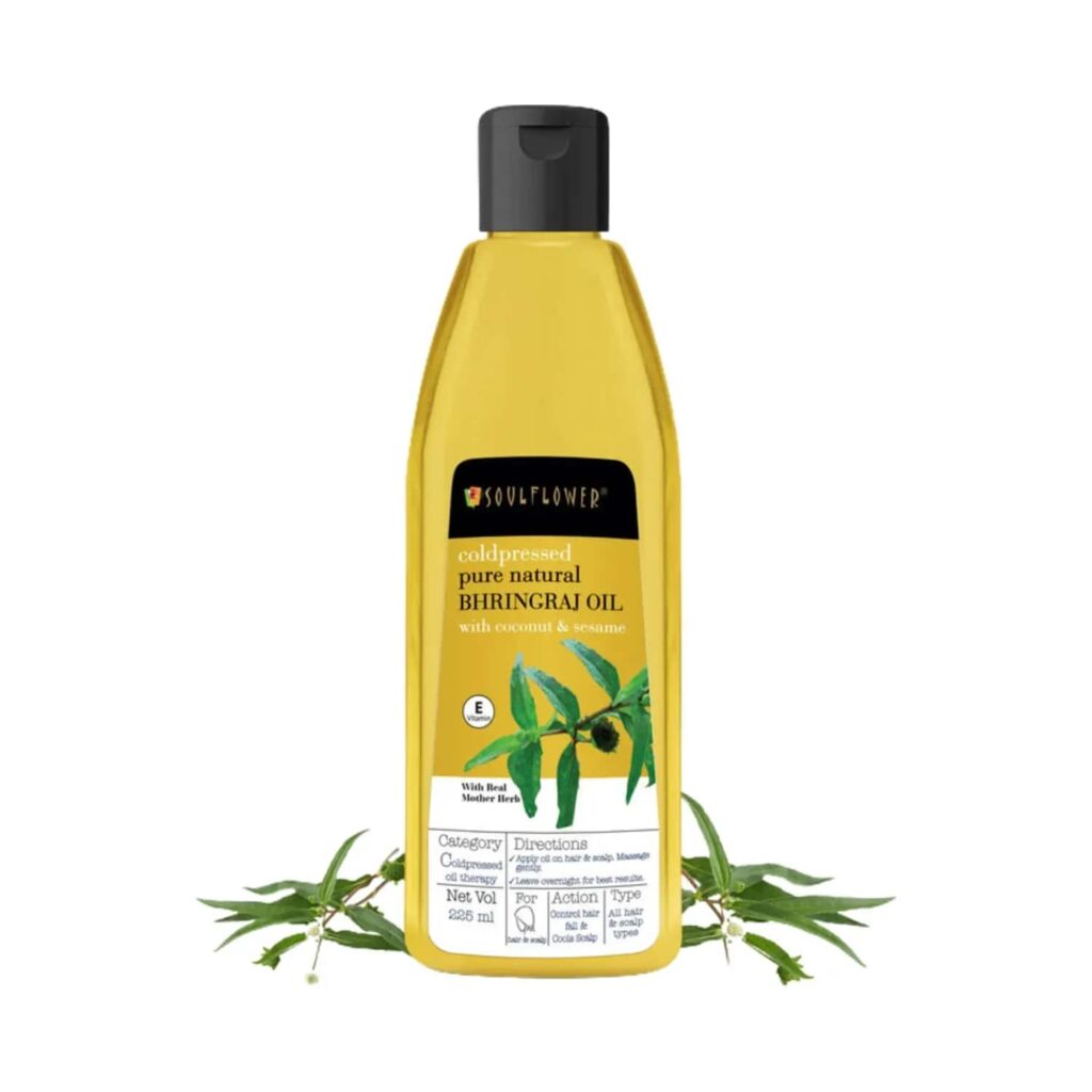 Soulflower Coconut & Sesame Coldpressed Pure Natural Bhringraj Hair Oil - (120ml) - Soulflower