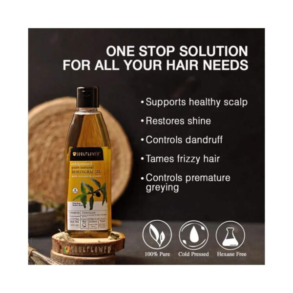 Soulflower Coconut & Sesame Coldpressed Pure Natural Bhringraj Hair Oil - (120ml) - Soulflower