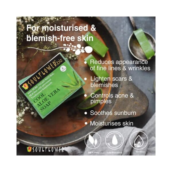 Soulflower Cool Aloe Vera Soap - (150g) - Soulflower