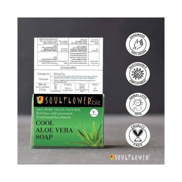 Soulflower Cool Aloe Vera Soap - (150g) - Soulflower