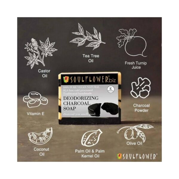 Soulflower Deodorizing Charcoal Soap - (150g) - Soulflower