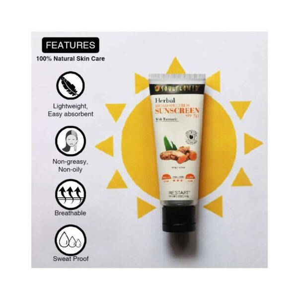 Soulflower Herbal Broad Spectrum Sunscreen SPF 50+ (100g) - Soulflower