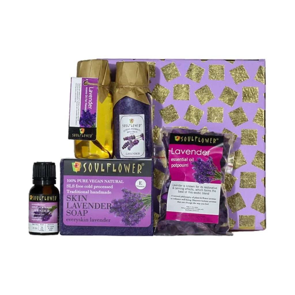 Soulflower Lavender Bath and Aroma Gift Set - (5 Pcs) - Soulflower