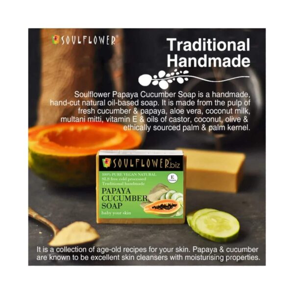 Soulflower Papaya Cucumber Soap - (150g) - Soulflower