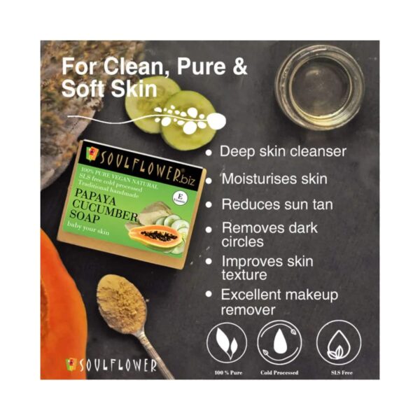 Soulflower Papaya Cucumber Soap - (150g) - Soulflower