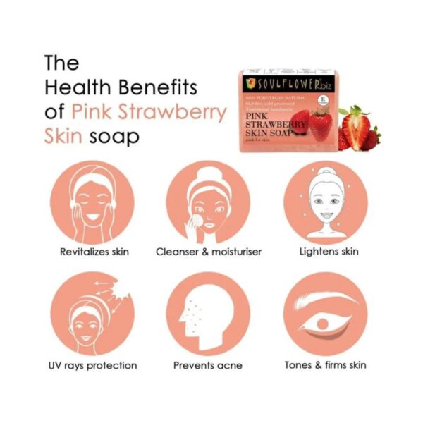 Soulflower Pink Strawberry Skin Soap - (150g) - Soulflower