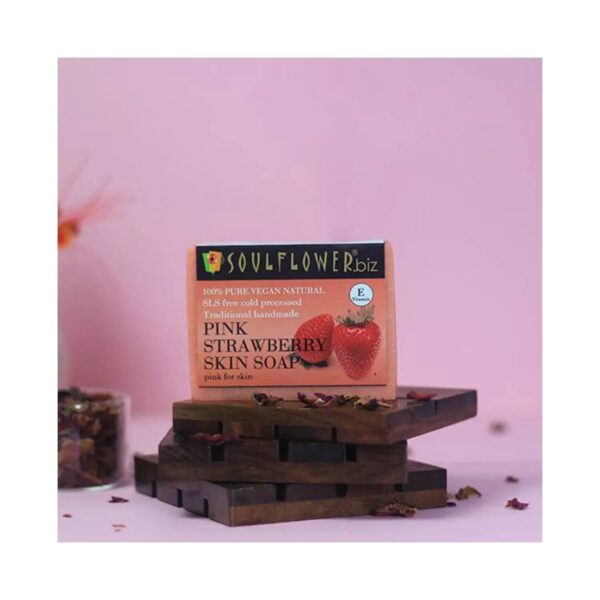 Soulflower Pink Strawberry Skin Soap - (150g) - Soulflower