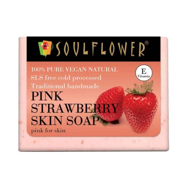 Soulflower Pink Strawberry Skin Soap - (150g) - Soulflower