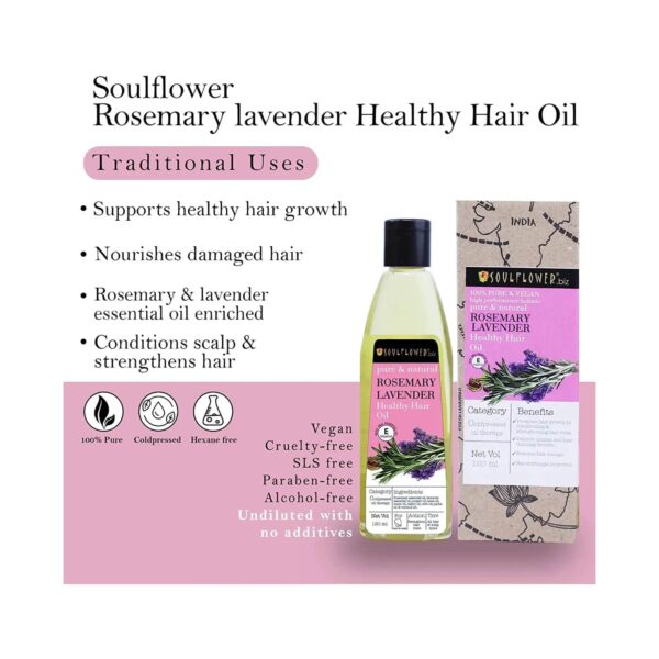 Soulflower Pure And Natural Rosemary Lavender Healthy Hair Oil (120ml) - Soulflower