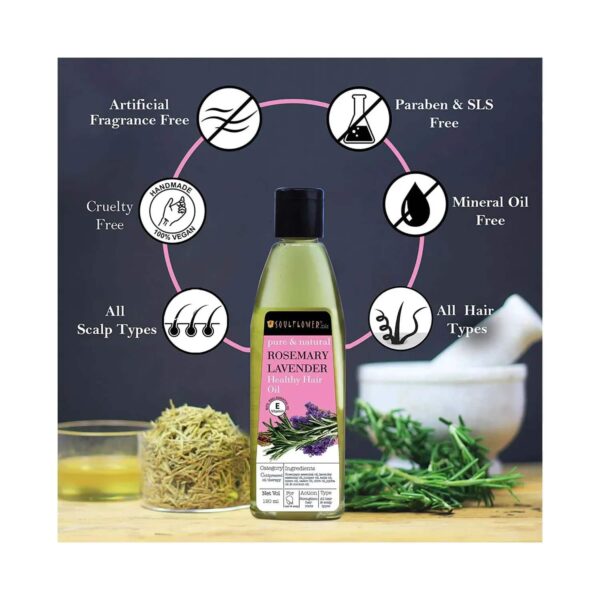 Soulflower Pure And Natural Rosemary Lavender Healthy Hair Oil (120ml) - Soulflower