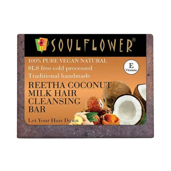 Soulflower Reetha Coconut Milk Hair Cleansing Bar Soap - (150g) - Soulflower