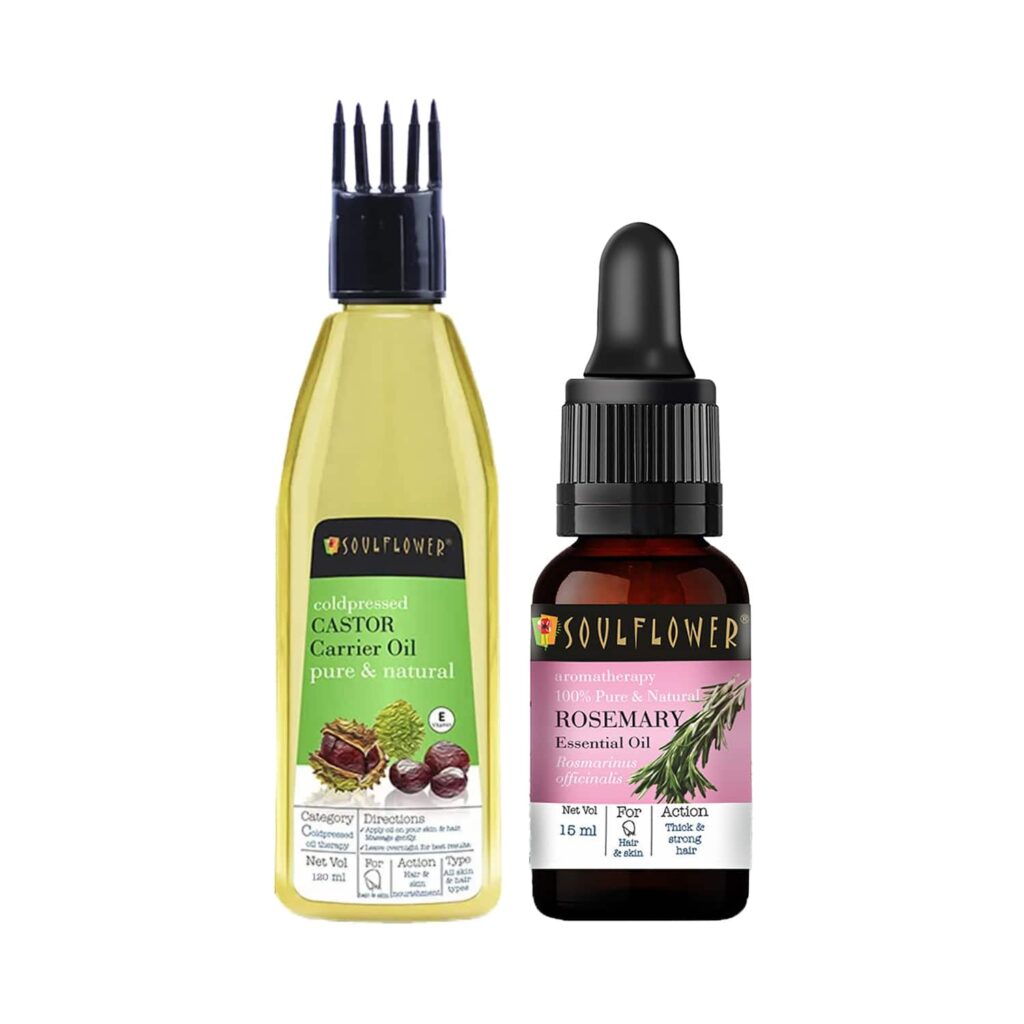 Soulflower Rosemary Essential Oil & Castor Oil Combo - Soulflower
