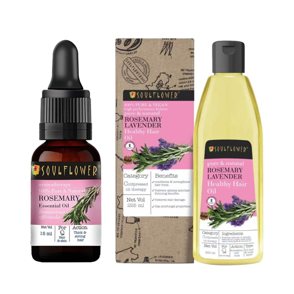 Soulflower Rosemary Essential Oil & Rosemary Hair Oil Combo - Soulflower