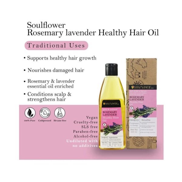 Soulflower Rosemary Lavender Healthy Hair Oil - (225ml) - Soulflower