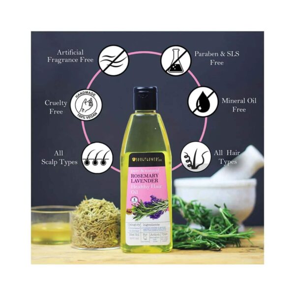 Soulflower Rosemary Lavender Healthy Hair Oil - (225ml) - Soulflower
