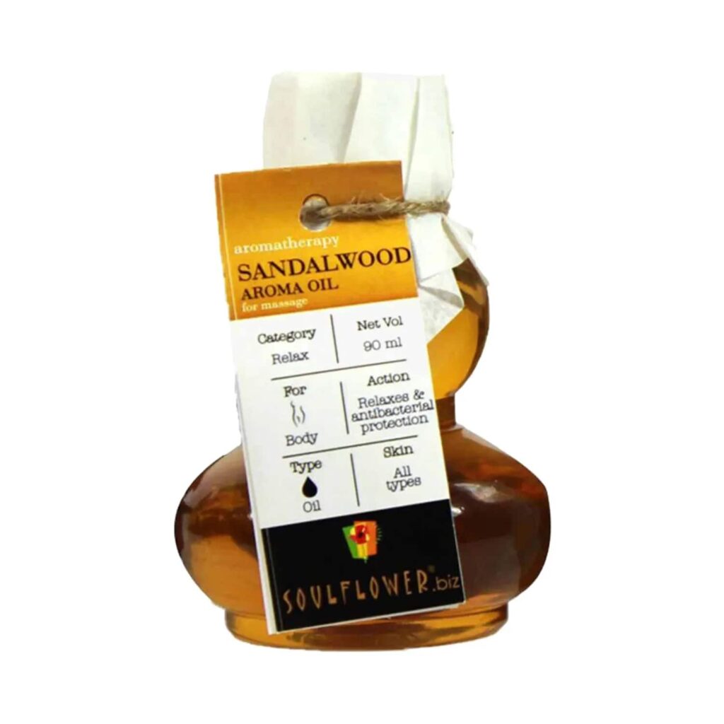 Soulflower Sandalwood Aroma Massage Oil - (90ml) - Soulflower
