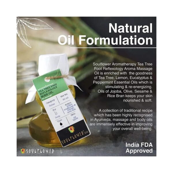 Soulflower Tea Tree Foot Reflexology Aroma Massage Oil - (90ml) - Soulflower