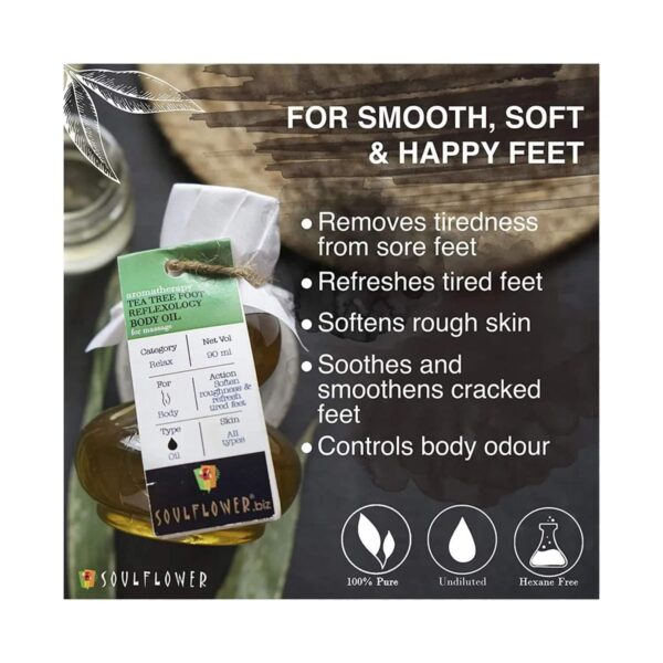 Soulflower Tea Tree Foot Reflexology Aroma Massage Oil - (90ml) - Soulflower