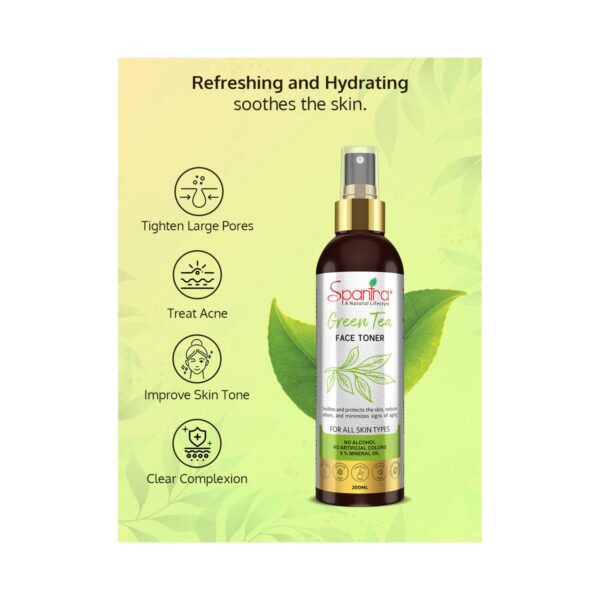 Spantra Green Tea Facial Skin Toner (200ml) - Spantra