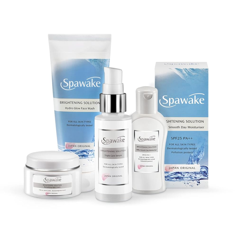 Spawake Skin Care Kit Brightening (Face Wash + Face Serum + Moisturizer + Night Cream) 190g
