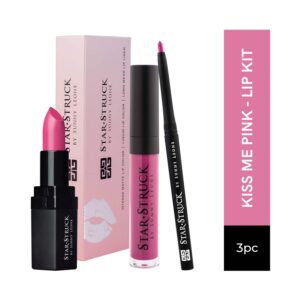 Star Struck by Sunny Leone Lip Gloss With Lip Liner & Lipstick Lip Kit - Kiss Me Pink (3 Pcs) - Star Struck by Sunny Leone