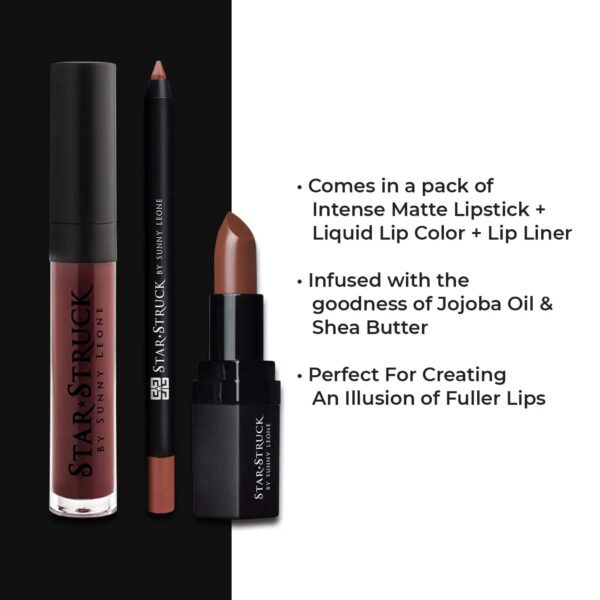 Star Struck by Sunny Leone Lip Kit - Cinnamon (3Pcs) - Star Struck by Sunny Leone