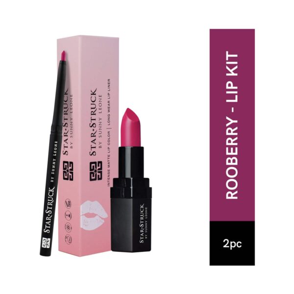 Star Struck by Sunny Leone Lipstick & Lip Liner Lip Kit - Rooberry (2 Pcs) - Star Struck by Sunny Leone
