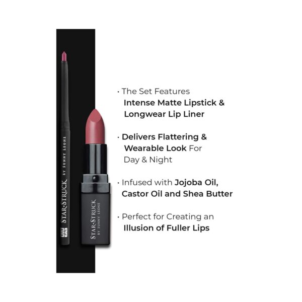 Star Struck by Sunny Leone Lipstick & Lip Liner Lip Kit - SUGAR Cosmetics Plum (2 Pcs) - Star Struck by Sunny Leone