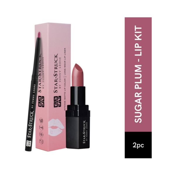 Star Struck by Sunny Leone Lipstick & Lip Liner Lip Kit - SUGAR Cosmetics Plum (2 Pcs) - Star Struck by Sunny Leone