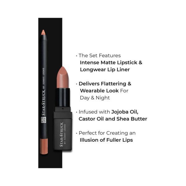 Star Struck by Sunny Leone Long Wear Lip Liner And Intense Matte Lipstick - Toffee (2 Pcs) - Star Struck by Sunny Leone