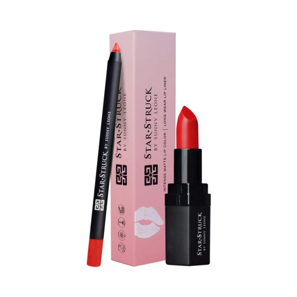 Star Struck by Sunny Leone Long Wear Lip Liner And Intense Matte Lipstick - Red Carpet (2 Pcs) - Star Struck by Sunny Leone