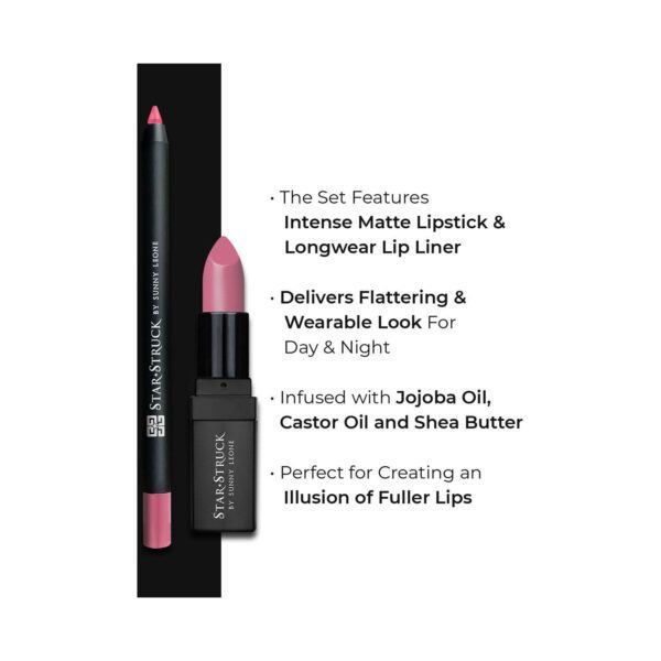 Star Struck by Sunny Leone Long Wear Lip Liner And Intense Matte Lipstick - Pink Peony (2 Pcs) - Star Struck by Sunny Leone