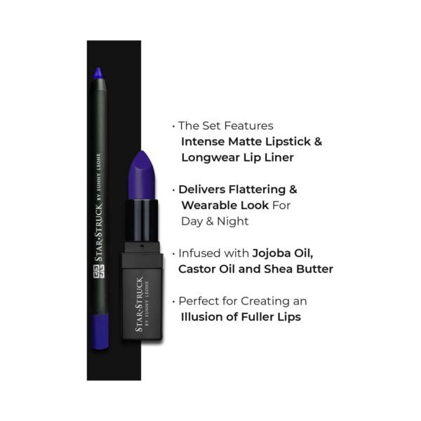 Star Struck by Sunny Leone Long Wear Lip Liner And Intense Matte Lipstick - Sapphire (2 Pcs) - Star Struck by Sunny Leone