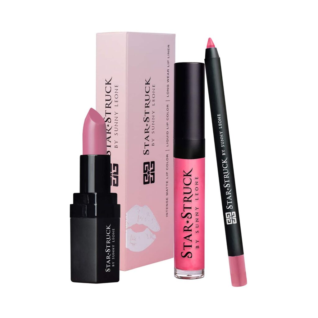 Star Struck by Sunny Leone Long Wear Lip Liner And Intense Matte Lipstick - Pink Peony (3 Pcs) - Star Struck by Sunny Leone