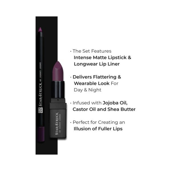 Star Struck by Sunny Leone Long Wear Lip Liner And Intense Matte Lipstick - Wine (2 Pcs) - Star Struck by Sunny Leone