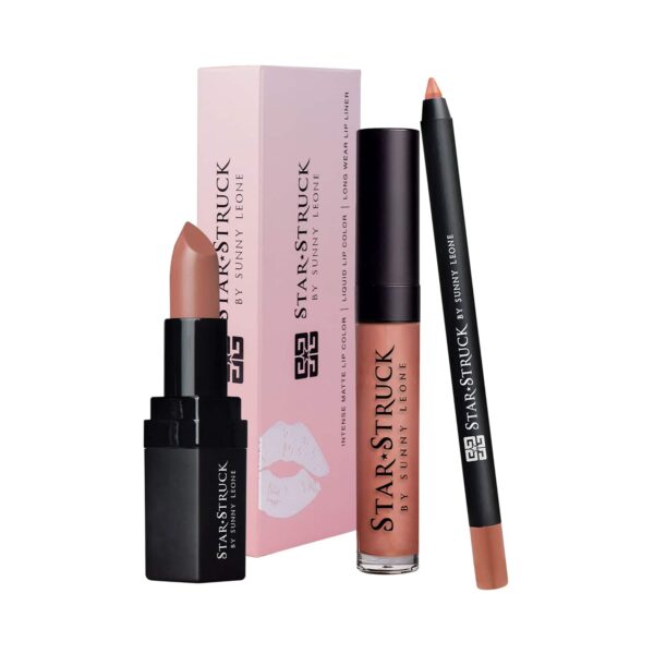 Star Struck by Sunny Leone Long Wear Lip Liner And Intense Matte Lipstick - Toffee (3 Pcs) - Star Struck by Sunny Leone